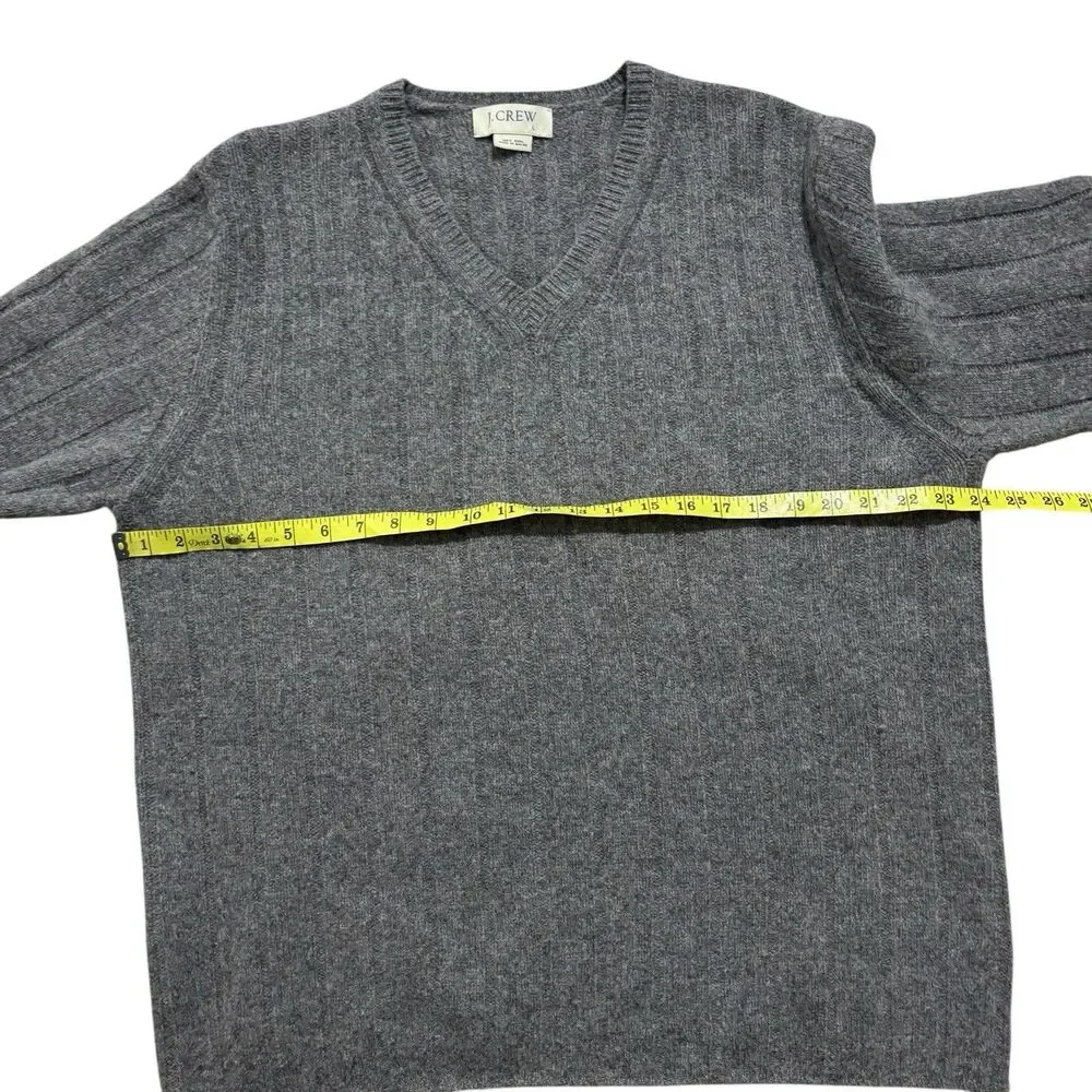 J Crew Sweater Men’s Large Gray 100% Wool V-Neck Long Sleeve Preppy Vintage 90s